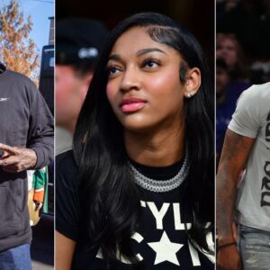 Shaquille O'Neal (L), Angel Reese (C), Dwight Howard (R)