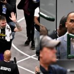 Luka Doncic (L), Nico Harrison (R)