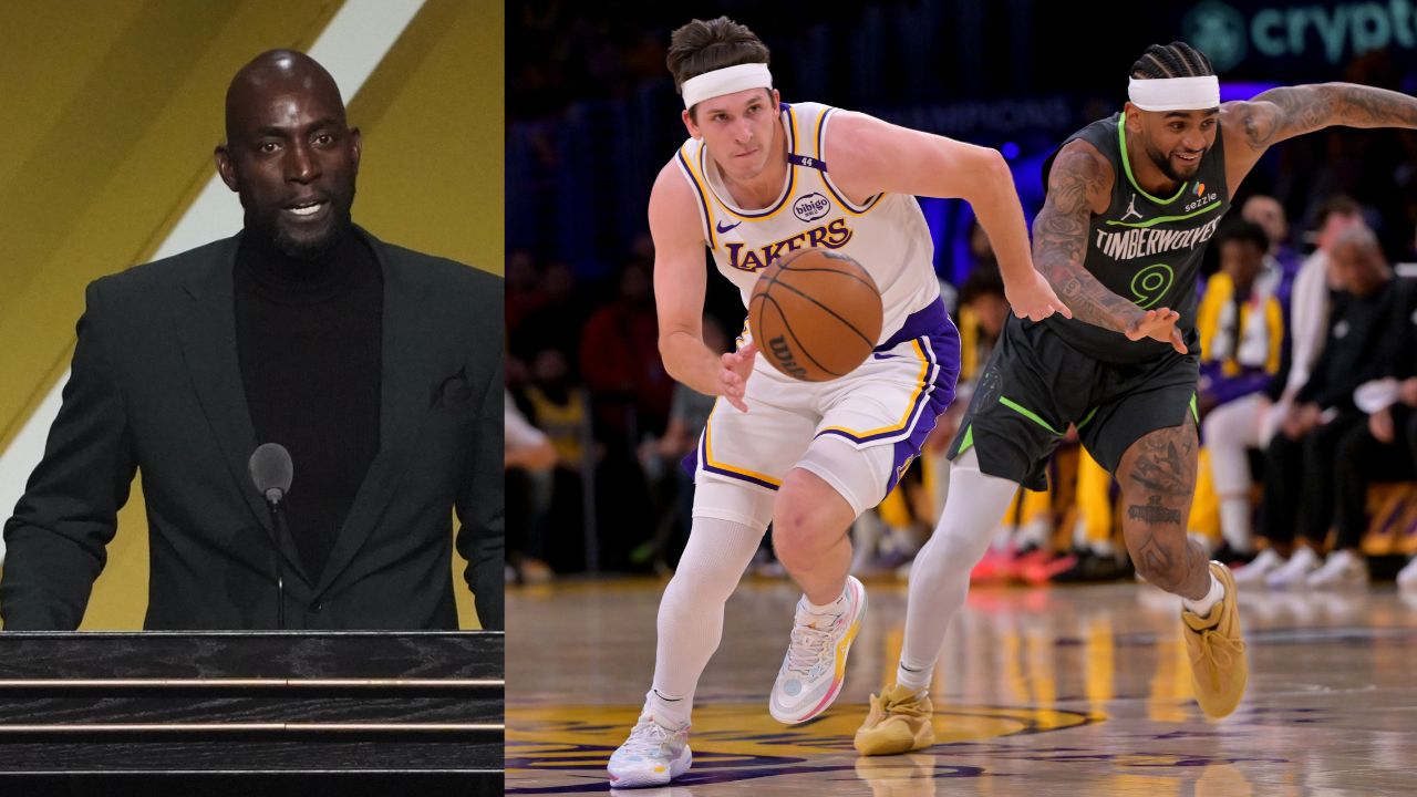 Kevin Garnett (L); Austin Reaves (C) and Nickeil Alexander-Walker (R)