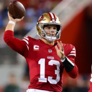 Dec 30, 2024; Santa Clara, California, USA; San Francisco 49ers quarterback Brock Purdy (13) during the game against the Detroit Lions at Levi's Stadium.