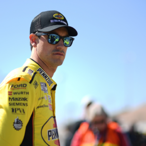 NASCAR Cup Series driver Joey Logano (22) during qualifying for the Pennzoil 400 at Las Vegas Motor Speedway.