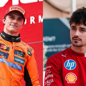 Oscar Piastri (L) and Charles Leclerc (R)