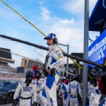 Feb 25, 2024; Hampton, Georgia, USA; NASCAR Cup Series driver Kyle Larson (5) crew chief Cliff Daniels watches the action during the Ambetter Health 400 at Atlanta Motor Speedway. Mandatory Credit: David Yeazell-Imagn Images
