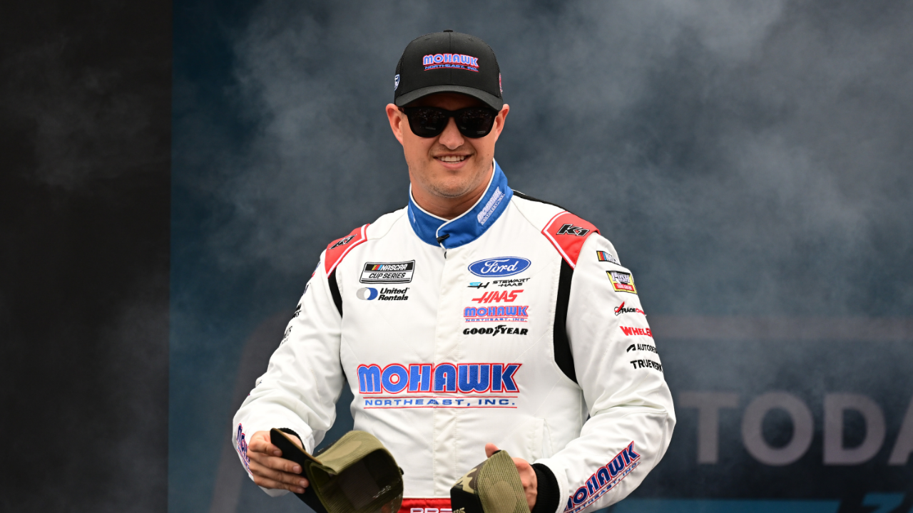 Jun 23, 2024; Loudon, New Hampshire, USA; NASCAR Cup Series driver Ryan Preece (41) is introduced before the start of the USA TODAY 301 at New Hampshire Motor Speedway. Mandatory Credit: Eric Canha-Imagn Images