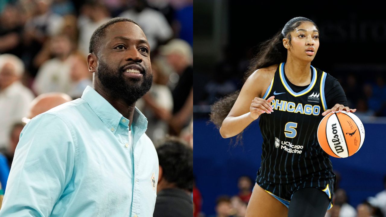 Dwyane Wade (L) and Angel Reese (R)