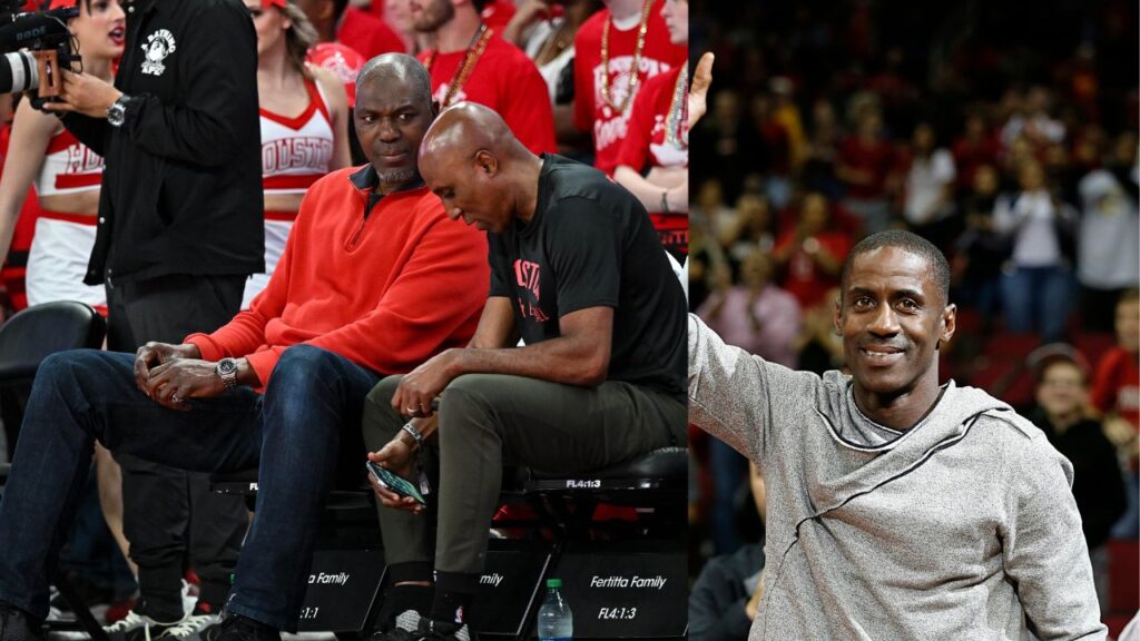 Hakeem Olajuwon (L), Vernon Maxwell (R)