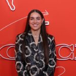 Georgia Amoore on the orange carpet before the 2025 WNBA Draft at The Shed at Hudson Yards
