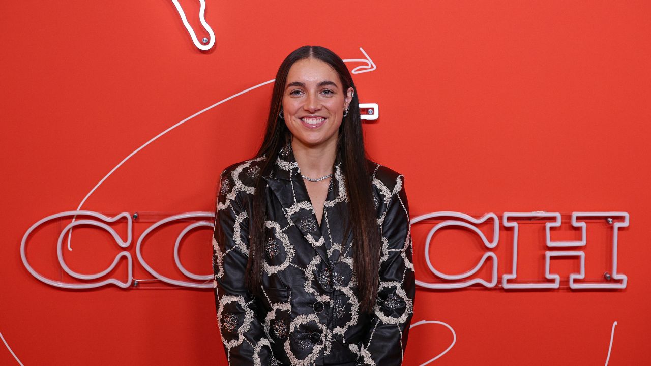 Georgia Amoore on the orange carpet before the 2025 WNBA Draft at The Shed at Hudson Yards
