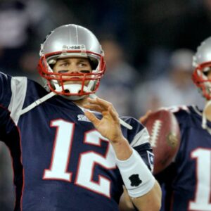 Jan 12, 2008; Foxboro, MA, USA; New England Patriots quarterback Tom Brady (12) and quarterback Matt Cassel (16) warm up pre-game against the Jacksonville Jaguars during the AFC Divisional Playoff game at Gillette Stadium.