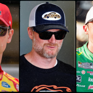 Joey Logano (L), Dale Earnhardt Jr. (C) and Austin Cindric (R)