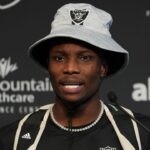 Las Vegas Raiders wide receiver Henry Ruggs III (11) is pictured during a post-practice presser at Intermountain Healthcare Performance Center in Henderson.