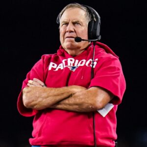 Sep 17, 2023; Foxborough, Massachusetts, USA; New England Patriots head coach Bill Belichick watches from the sideline as they take on the Miami Dolphins at Gillette Stadium.
