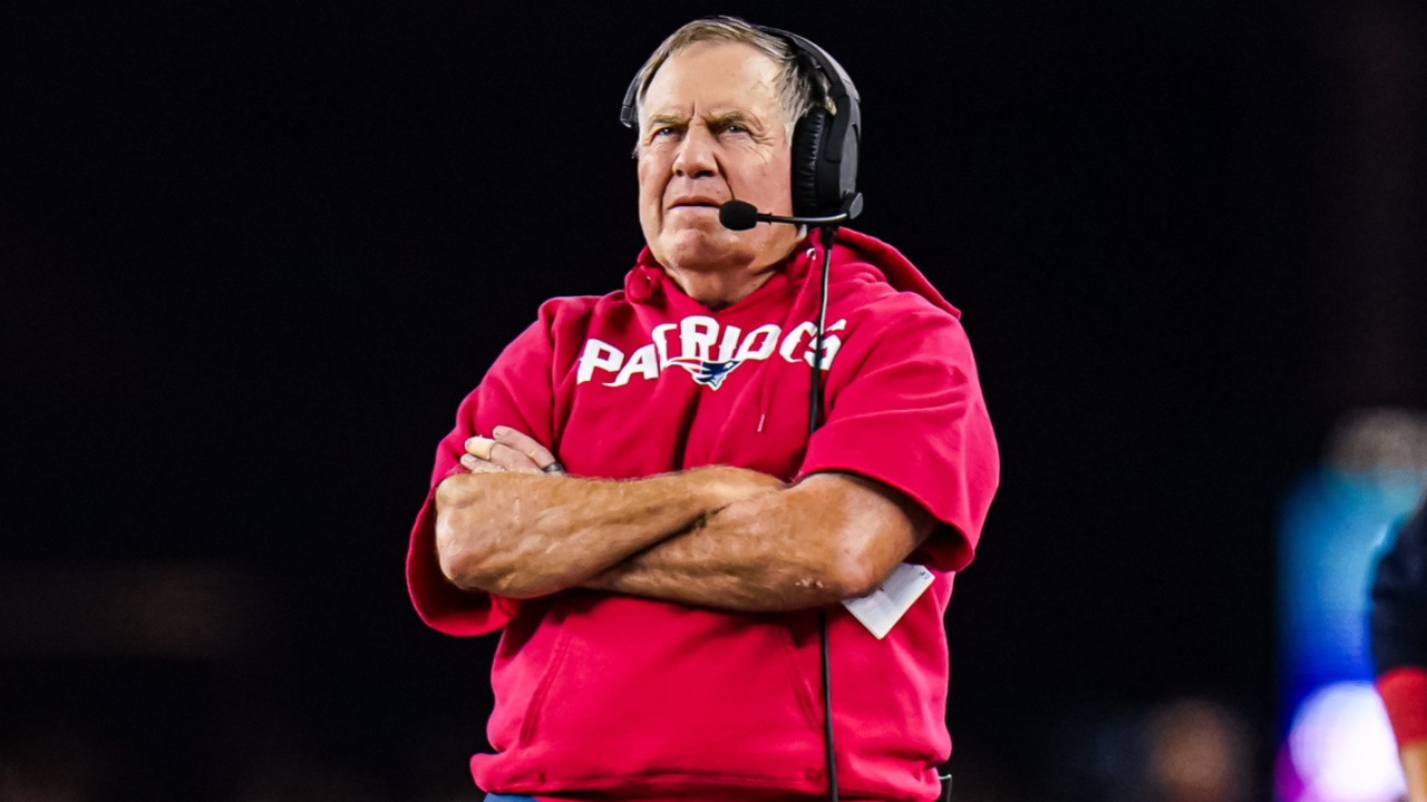 Sep 17, 2023; Foxborough, Massachusetts, USA; New England Patriots head coach Bill Belichick watches from the sideline as they take on the Miami Dolphins at Gillette Stadium.