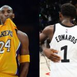 Kobe Bryant (L), LeBron James and Anthony Edwards (R)