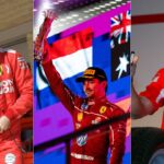 Sebastian Vettel(L), Charles Leclerc(C) and Michael Schumacher(R)