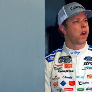 Brad Keselowski (6) during practice for the Daytona 500 at Daytona International Speedway.
