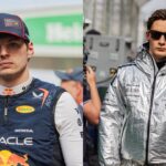 Max Verstappen (L) and George Russell (R)