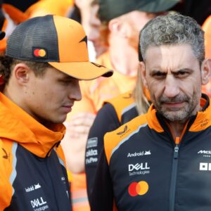 Lando Norris of Great Britain talks to Andrea Stella of McLaren Formula 1 Team after winning the Australian Formula 1 Grand Prix at Albert Park in Melbourne