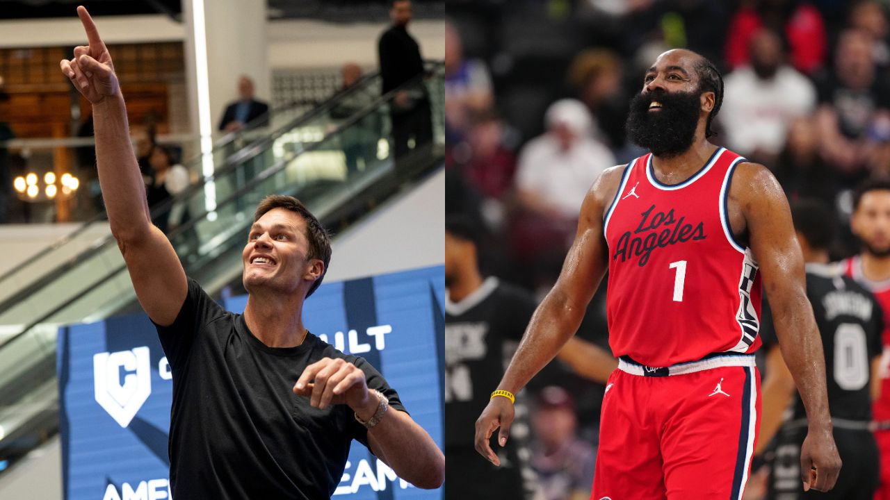Tom Brady (L), James Harden (R)