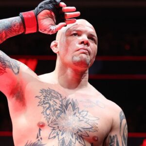 Anthony Smith (red gloves) prepares to fight Zhang Mingyang (not pictured) during UFC Fight Night at T-Mobile Center.