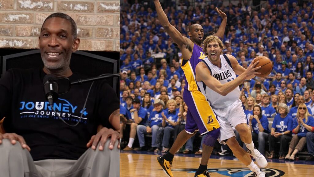 Joe Smith (L) and Kobe Bryant and Dirk Nowitski 2011 Finals (R)