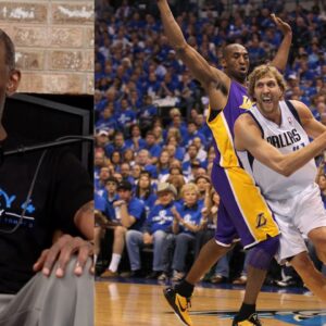 Joe Smith (L) and Kobe Bryant and Dirk Nowitski 2011 Finals (R)