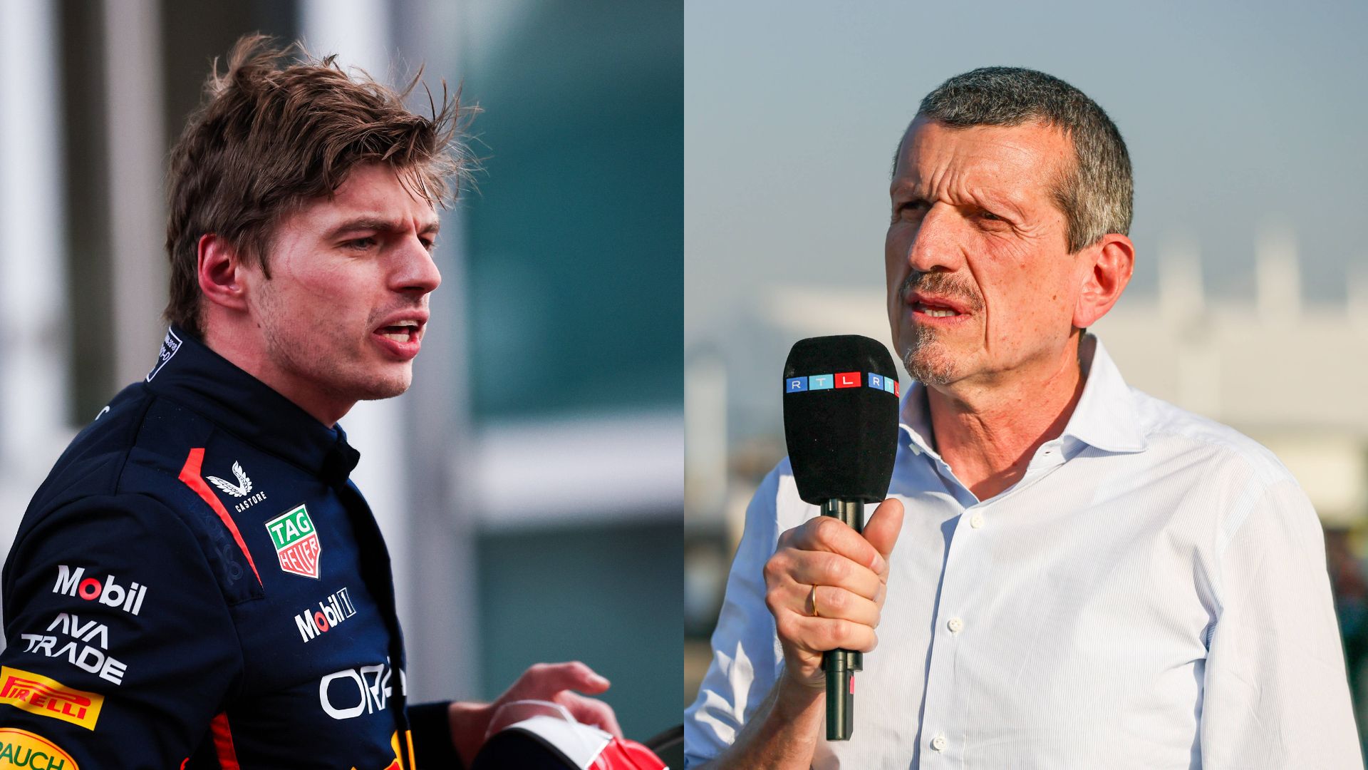 Max Verstappen (L) and Guenther Steiner (R)