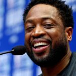 Feb 16, 2019; Charlotte, NC, USA; Team Lebron guard Dwayne Wade of the Miami Heat (3) speaks during the NBA All-Star Media Day at Bojangles Coliseum. Mandatory Credit: Jeremy Brevard-Imagn Images