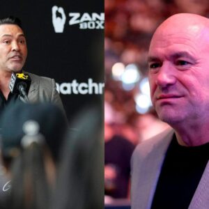 Oscar De la Hoya (L), Dana White (R)