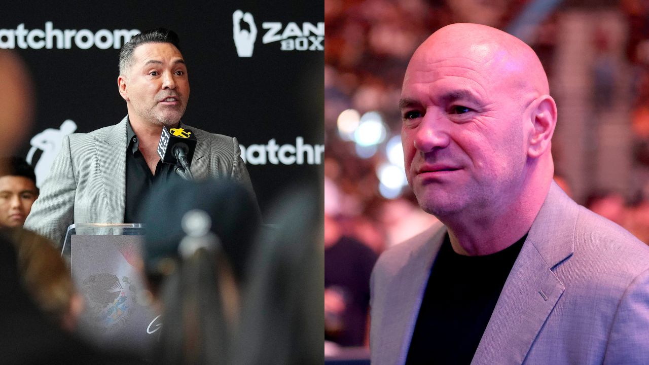 Oscar De la Hoya (L), Dana White (R)