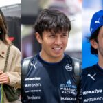 Lily Muni He (L), Alex Albon (C), and Carlos Sainz (R)