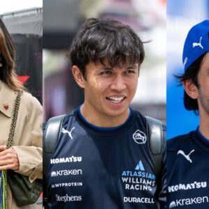 Lily Muni He (L), Alex Albon (C), and Carlos Sainz (R)