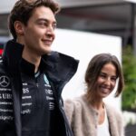 George Russell (Mercedes-AMG Petronas F1 Team, 63) mit Freundin Carmen Mundt, AUS, Formel 1 Weltmeisterschaft, Luis Vuitton Grand Prix von Australien, Albert Park Circuit Melbourne, Rennen, Saison 2025, 16.03.2025