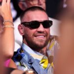 Wembley Stadium Conor McGregor in the stands at Wembley Stadium, London