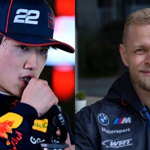 Yuki Tsunoda (L) and Kevin Magnussen (R)