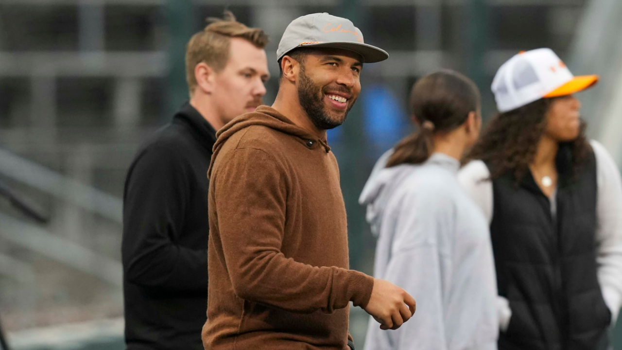 Bubba Wallace smiles before a NCAA baseball game between Tennessee and Xavier at Lindsey Nelson Stadium on Wednesday, March 5, 2025.