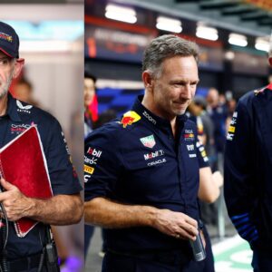 Adrian Newey (L), Christian Horner and Helmut Marko (R)