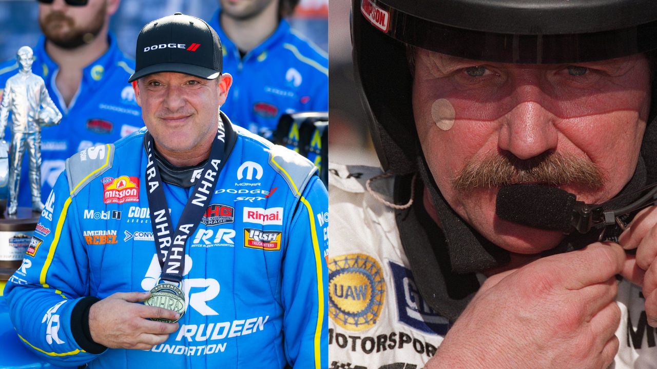 Tony Stewart (L) and Dale Earnhardt Sr. (R)