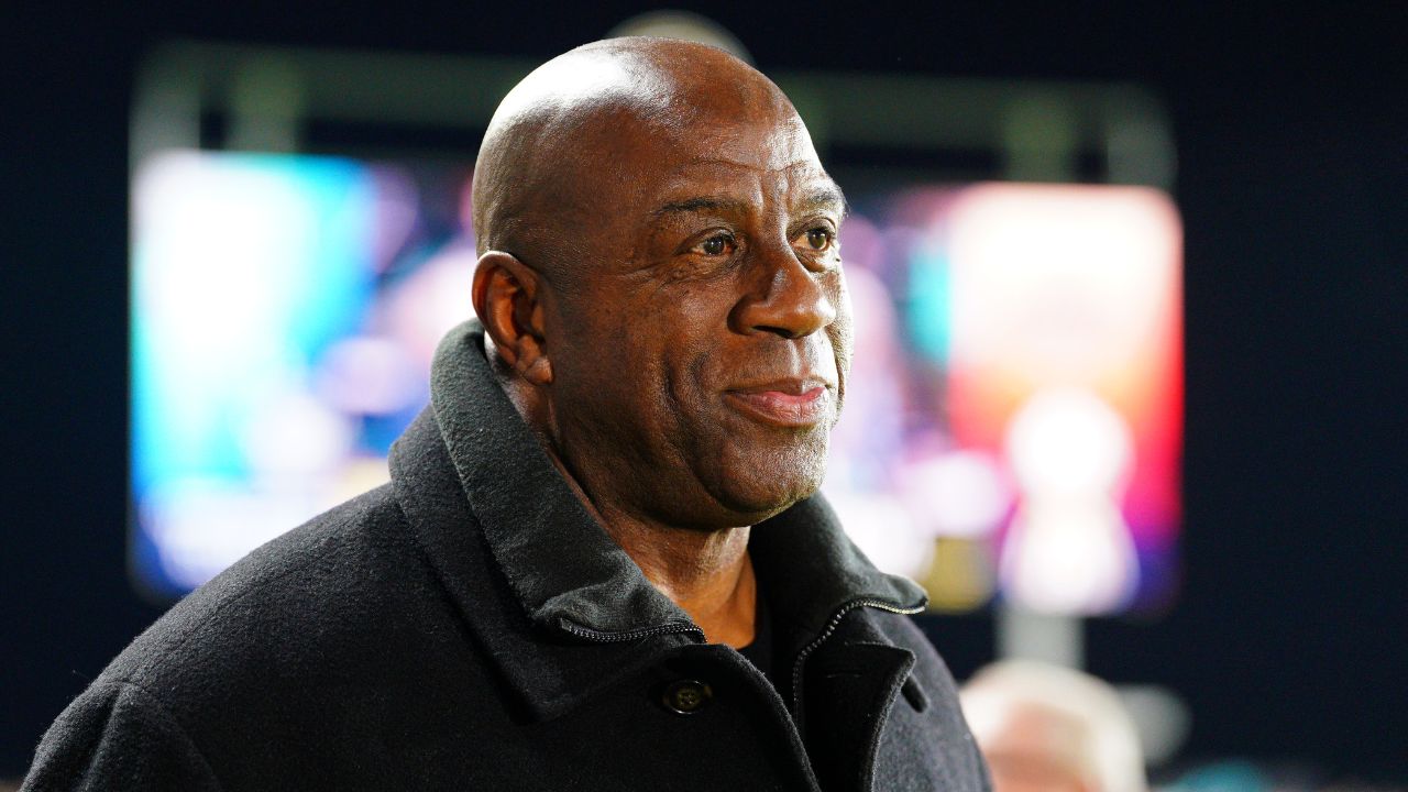 Magic Johnson attends the 2024 NWSL Championship match at CPKC Stadium.