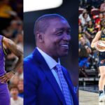 LeBron James (L), Isiah Tomas (C), Caitlin Clark (R)