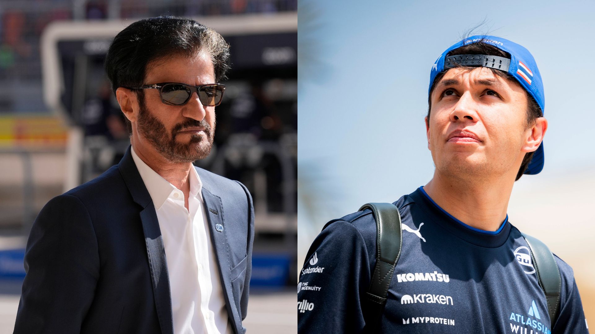 Mohammed Ben Sulayem (L) and Alex Albon (R)