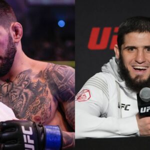 Ilia Topuria (L), Islam Makhachev (R)