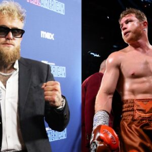 Jake Paul (L), Canelo Alvarez (R)