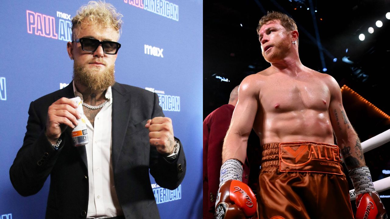 Jake Paul (L), Canelo Alvarez (R)