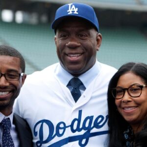 Magic, Cookie and Andre Johnson MLB: Los Angeles Dodgers Press Conference