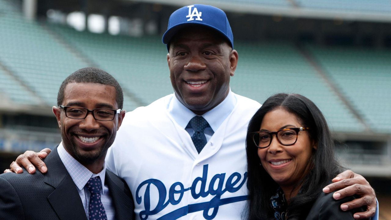 Magic, Cookie and Andre Johnson MLB: Los Angeles Dodgers Press Conference