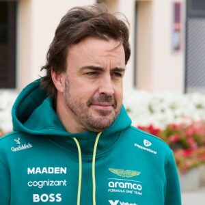 Fernando Alonso of Spain and Aston Martin Aramco F1 Team walks on the paddock during day one of the F1 Testing at Bahrain on February 26, 2025
