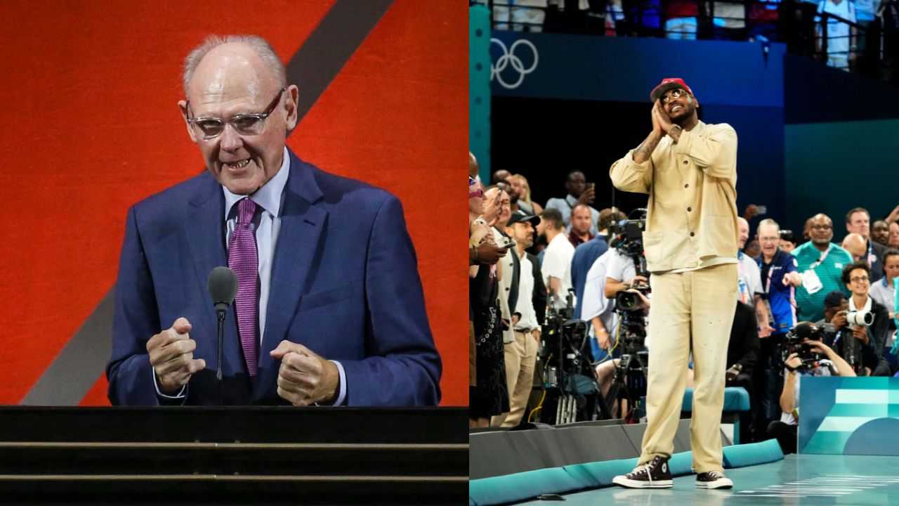 George Karl (L), Carmelo Anthony (R)