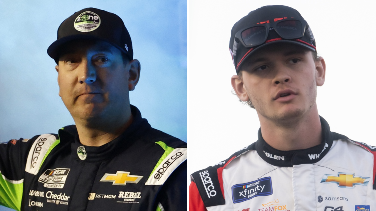 (L-R) NASCAR drivers Kyle Busch and Jesse Love.