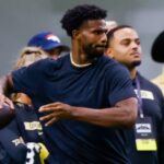 Apr 4, 2025; Boulder, CO, USA; Colorado Buffaloes quarterback Shedeur Sanders (2) passes the ball at the University of Colorado NFL Showcase at the CU Indoor Practice Facility.